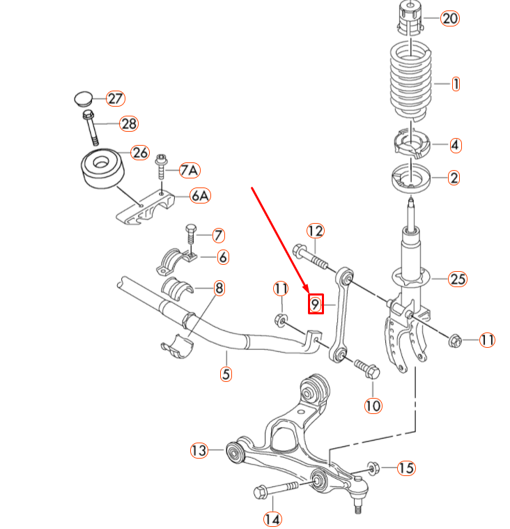 NEW AUDI Q7 4L FRONT STABILIZER LINK COUPLING ROD 7L0411317 ORIGINAL