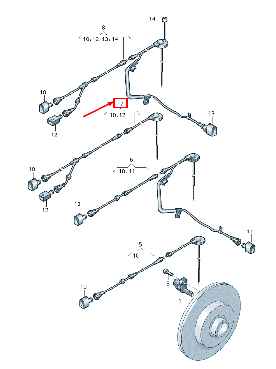 new vw caddy iv sa mk6 rear left speed sensor wiring harness 2k3927904h original