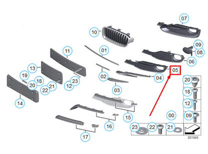 new bmw 3 f30 sport front bumper right fog light grille 51117255366 original