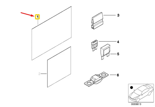 NEW BMW 3 E46 FRONT FUSE GROUPING STICK-ON LABEL 71236920773 6920773 ORIGINAL