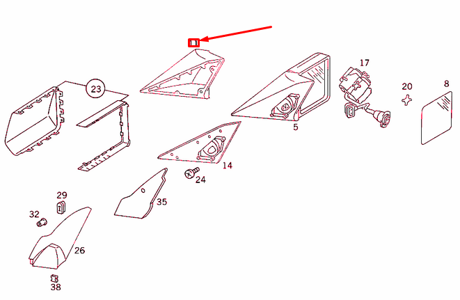 NEW MERCEDES-BENZ E W124 FRONT RIGHT DOOR MIRROR CAP LHD A1248110461 ORIGINAL