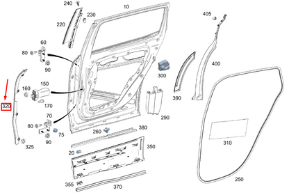 new mercedes-benz glb x247 rear right door cover strip a2477300202 original