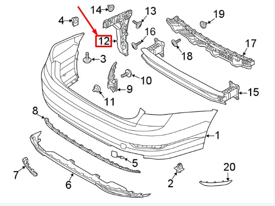 NEW VOLKSWAGEN JETTA A7 REAR RIGHT BUMPER GUIDE PIECE 17A807376 ORIGINAL