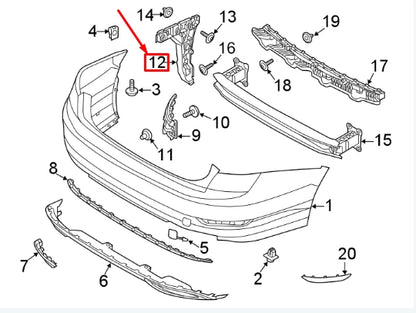 NEW VOLKSWAGEN JETTA A7 REAR RIGHT BUMPER GUIDE PIECE 17A807376 ORIGINAL