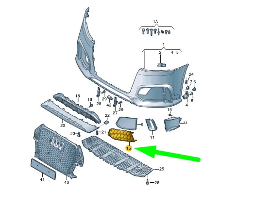 NEW AUDI RS Q3 8U FRONT LEFT AIR GUIDE GRILLE 8U0807681MT94