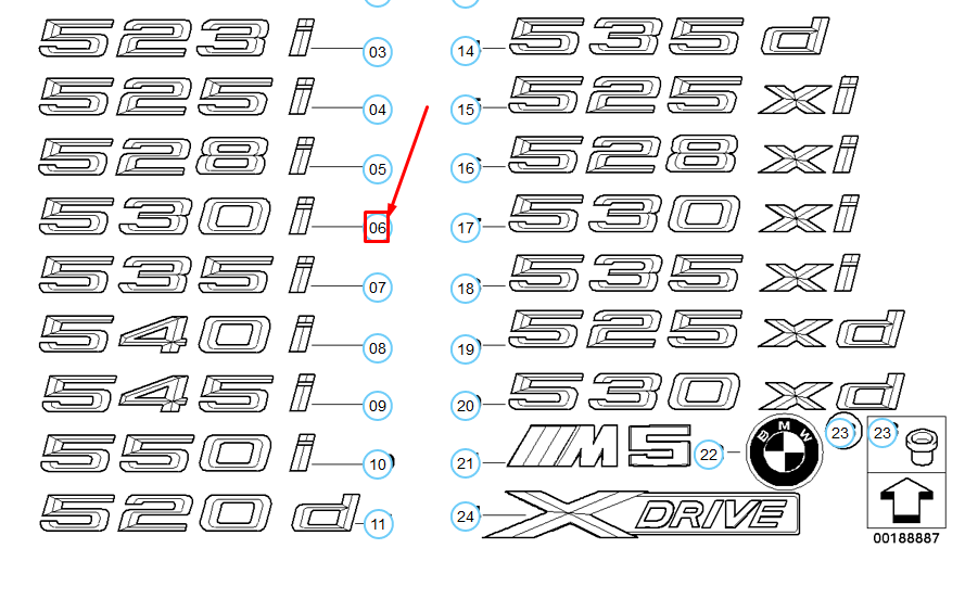 new bmw 5 e60 trunk lid 530i emblem 51147039786 7039786 original