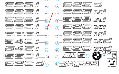 new bmw 5 e60 trunk lid 530i emblem 51147039786 7039786 original