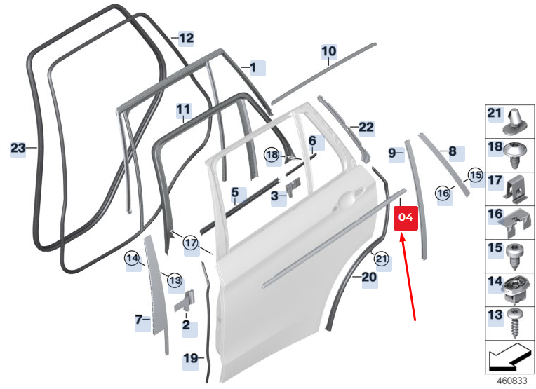 new bmw x5 f15 rear left outer door channel cover 51227289645 7289645 original