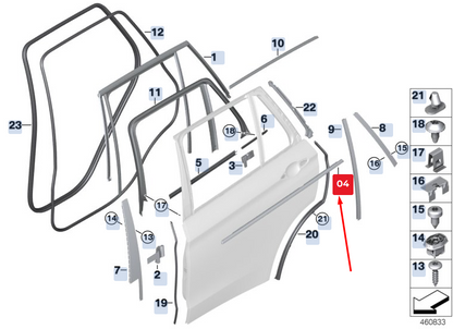 new bmw x5 f15 rear left outer door channel cover 51227289645 7289645 original