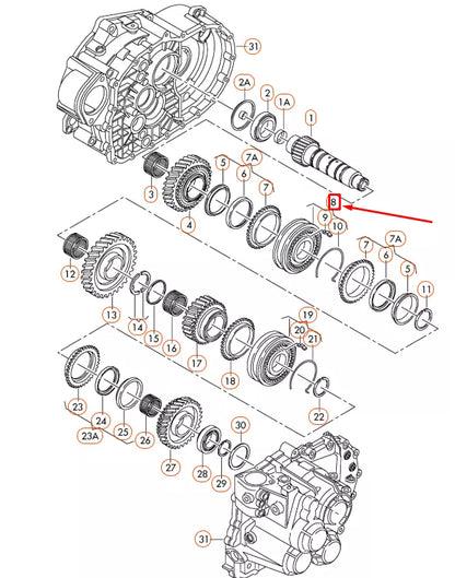 NEW AUDI A1 8X SYNCHRONIZING HUB WITH LOCKING COLLAR 02M311239G ORIGINAL