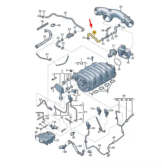 NEW VW TOUAREG 7P MK2 INTAKE SYSTEM ANGLED HOSE 079133784AA