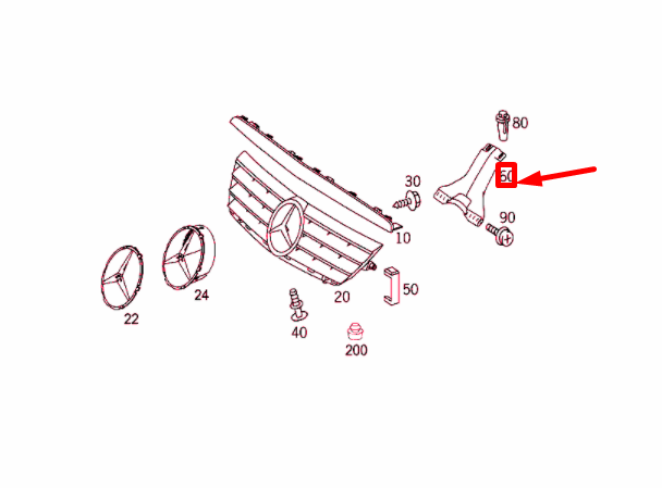 NEW MERCEDES-BENZ C CL203 RADIATOR GRILLE SHELL SUPPORT A2038890090 ORIGINAL