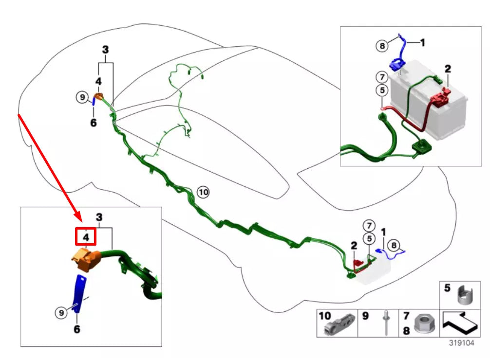 NEW BMW X5 E70 BASE B BATTERY CABLE 61146967184 6967184 ORIGINAL