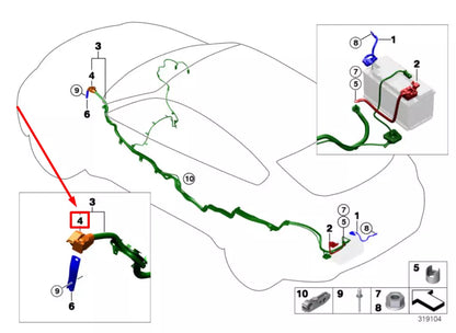 NEW BMW X5 E70 BASE B BATTERY CABLE 61146967184 6967184 ORIGINAL