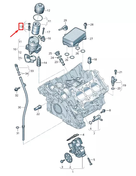 NEW AUDI A4 AVANT B9 ENGINE OIL FILTER HOUSING CHECK VALVE 06M103175C ORIGINAL