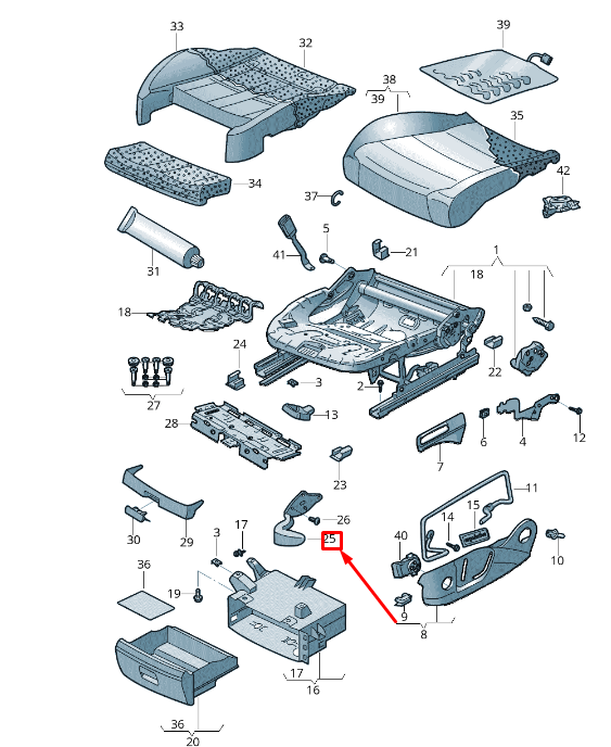 new vw tiguan ad1 front right seat height adjustment lever 5nn88123282v original