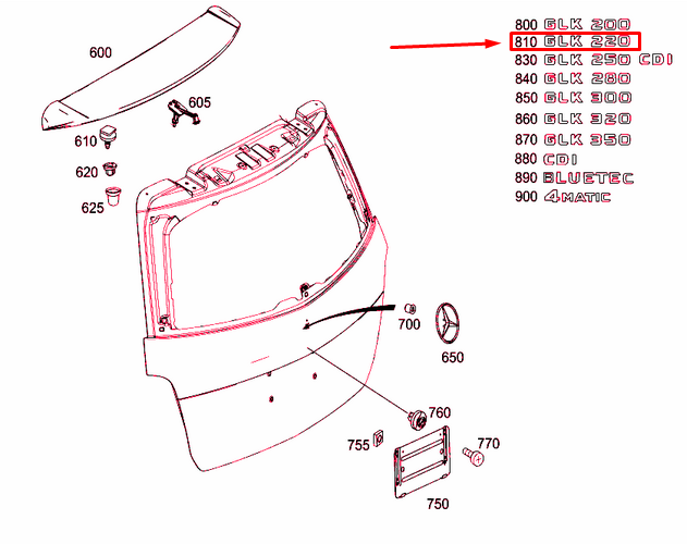 NEW MERCEDES-BENZ GLK X204 REAR PANEL DOOR MODEL PLATE A2048170715 ORIGINAL