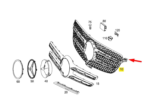 NEW MERCEDES-BENZ GLE W166 RADIATOR GRILLE A1668880260