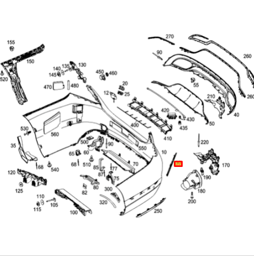 NEW MB C W205 AMG REAR BUMPER RIGHT SIDE GRILLE A2058850653 ORIGINAL