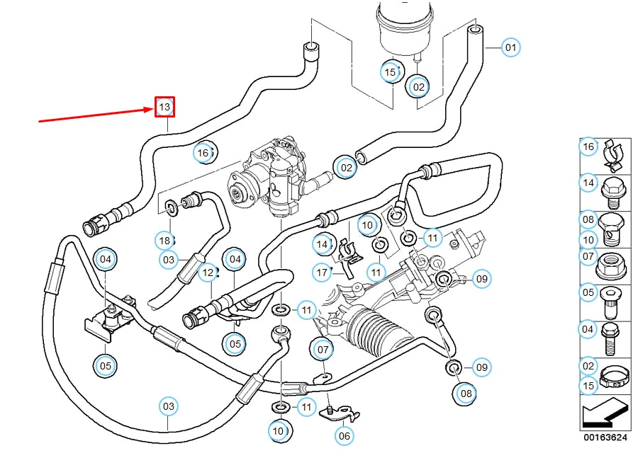 NEW BMW 5 E60 POWER STEERING RADIATOR RETURN HOSE 32416761499 6761499 ORIGINAL
