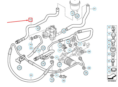 NEW BMW 5 E60 POWER STEERING RADIATOR RETURN HOSE 32416761499 6761499 ORIGINAL