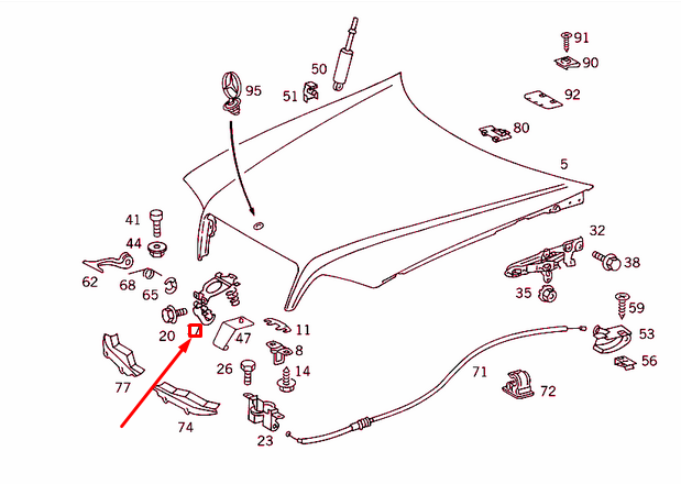 NEW MERCEDES-BENZ C W202 ENGINE HOOD SAFETY HOOK A2028800464 ORIGINAL