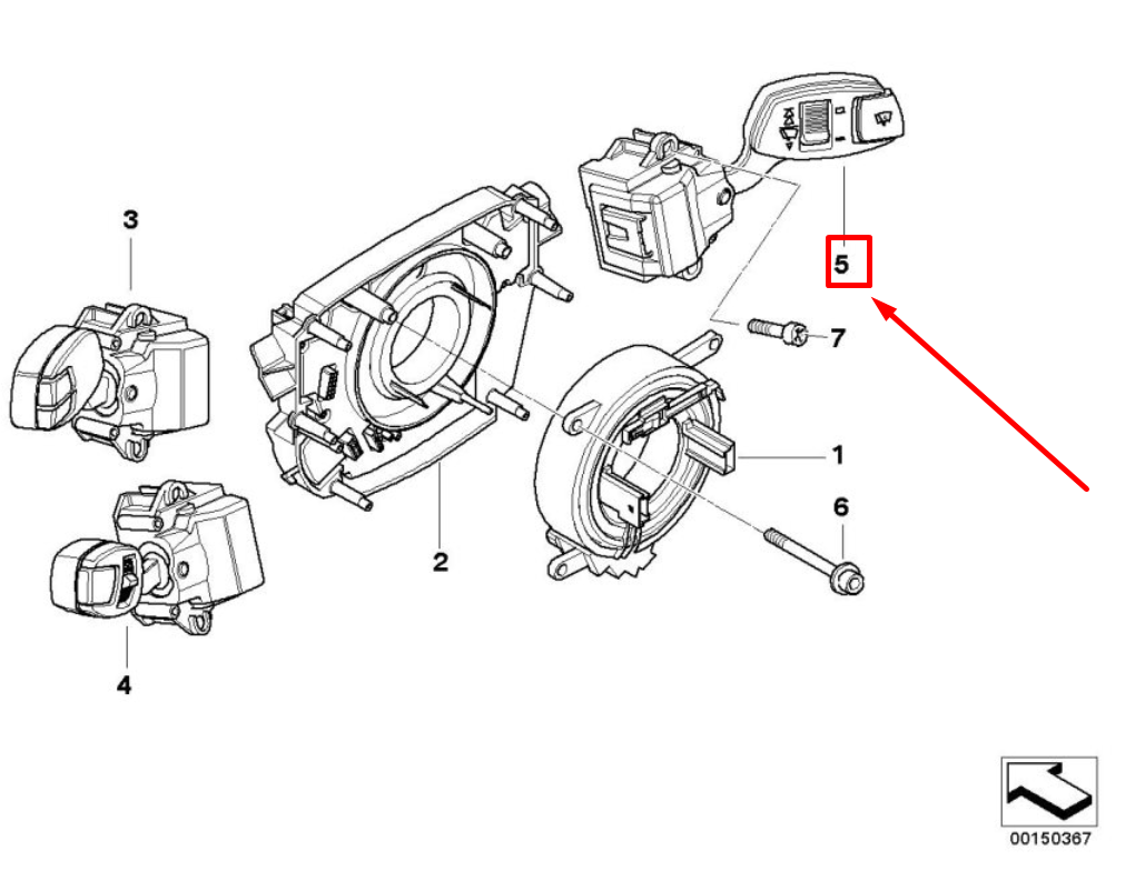 new bmw 5 touring e61 wiper control switch 61316924107 6924107 original