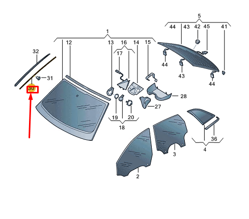 new audi a3 sportback 8y right windshield molding bracket 8y0845454 original
