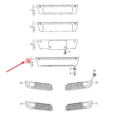NEW AUDI A8 4E D3 FRONT GLOSSY BLACK PLATE FILLER 4E0807285ALT94