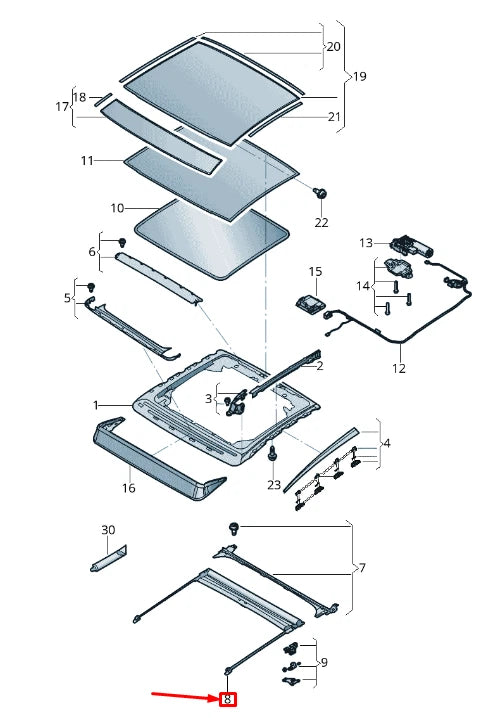 NEW VW JETTA A7 MK7 PANORAMIC GLASS ROOF ROLLER SUNBLIND 17A8773073EQ ORIGINAL