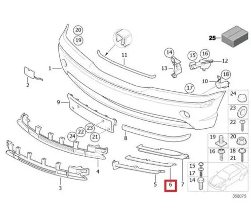 NEW BMW 3 E46 LCI 01/09-04 FRONT BUMPER LOWER GRILL LEFT SIDE 7054635