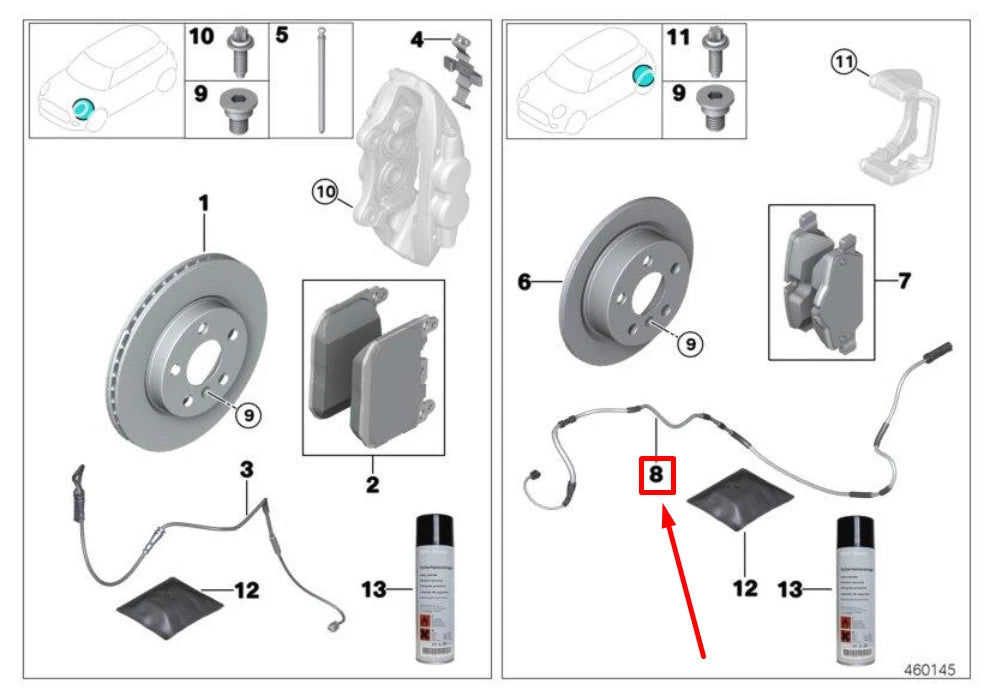 NEW BMW Z4 G29 REAR BRAKE PAD WEAR SENSOR 34356870354 6870354 ORIGINAL
