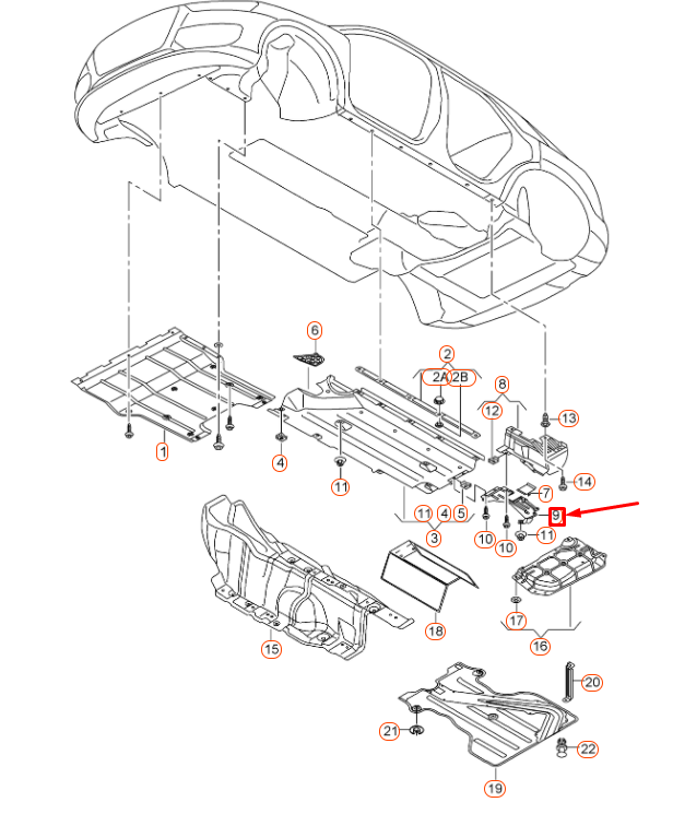 NEW AUDI Q3 8U REAR RIGHT UNDERBODY TRIM 8U0825216B ORIGINAL