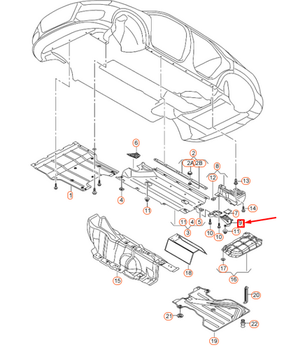 NEW AUDI Q3 8U REAR RIGHT UNDERBODY TRIM 8U0825216B ORIGINAL