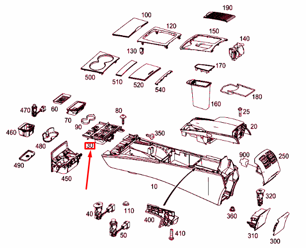 NEW MERCEDES-BENZ E C207 CUP HOLDER STORAGE SPACE A2076805050 ORIGINAL