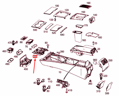 NEW MERCEDES-BENZ E C207 CUP HOLDER STORAGE SPACE A2076805050 ORIGINAL