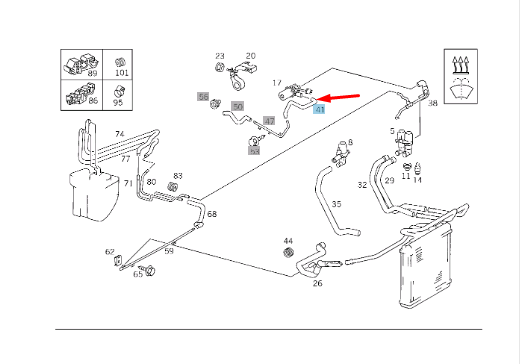 NEW MB SL R129 COOLING WATER HEATER CIRCULATION HOSE A1298300696 ORIGINAL