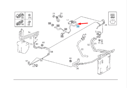 NEW MB SL R129 COOLING WATER HEATER CIRCULATION HOSE A1298300696 ORIGINAL