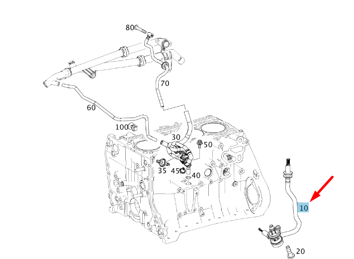 NEW MB C W204 CRANKCASE WIDE OPEN THROTTLE VENT PURGE LINE A2710180200 ORIGINAL