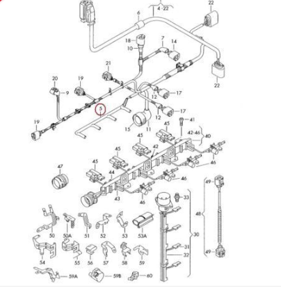 NEW AUDI A3 8L1 GLOW PLUG RAIL BRIDGE WIRING HARNESS 038971782C 1.9 TDI ORIGINAL