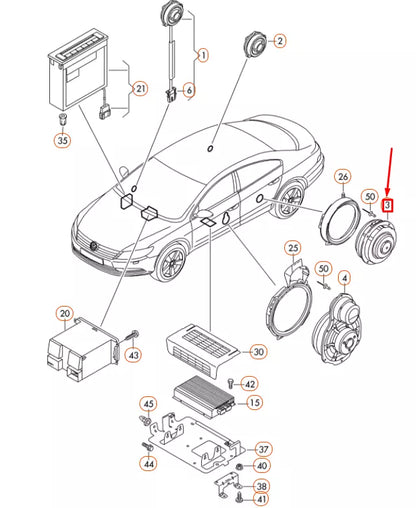 NEW VOLKSWAGEN CC REAR RIGHT DOOR BASS LOUDSPEAKER 3C8035453