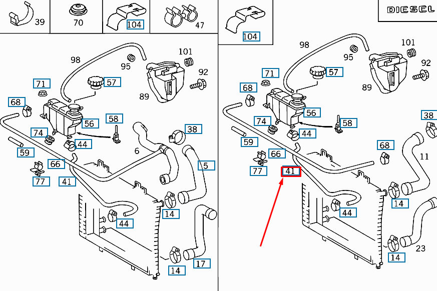 NEW MERCEDES-BENZ CLK C208 ENGINE COOLANT HOSE A2025000375 ORIGINAL