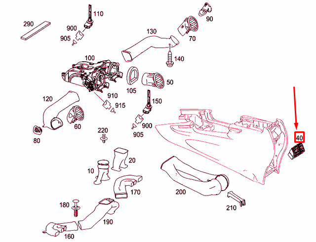 NEW MERCEDES-BENZ ML W164 REAR CENTER AIR NOZZLE A16483004549116 ORIGINAL