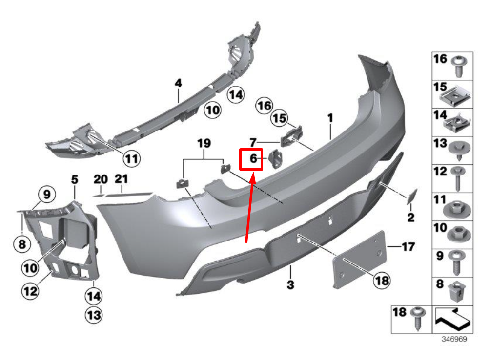 new bmw 2 coupe f22, f87 rear left bumper bracket 7285533 51127285533 original