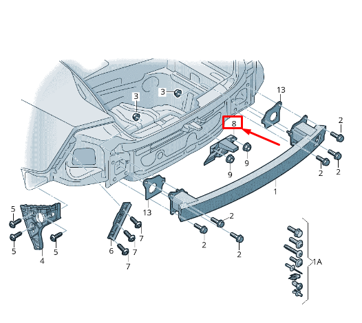 NEW AUDI A7 SPORTBACK 4G REAR BUMPER CARRIER SUPPORT ELEMENT 4G8807381 ORIGINAL