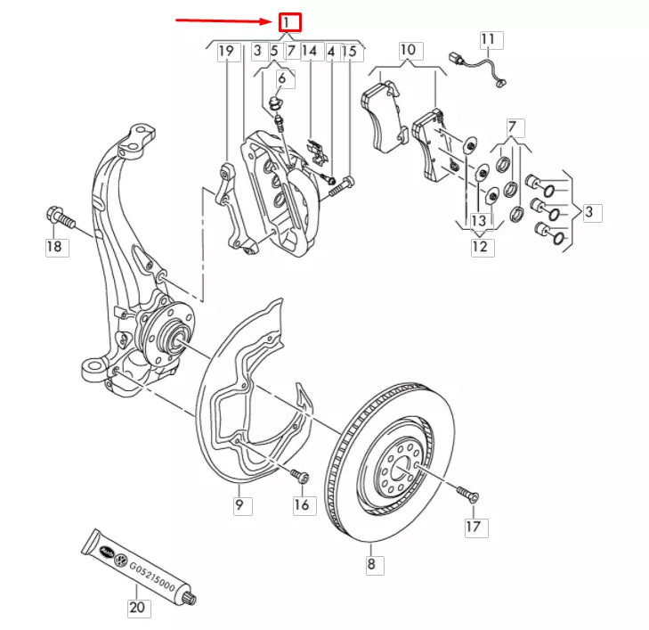 NEW AUDI A6 C7 FRONT RIGHT BRAKE CALIPER 4G0615108 ORIGINAL