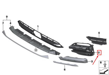 new bmw x3 g01 front right bumper side open grille 51117399904 original