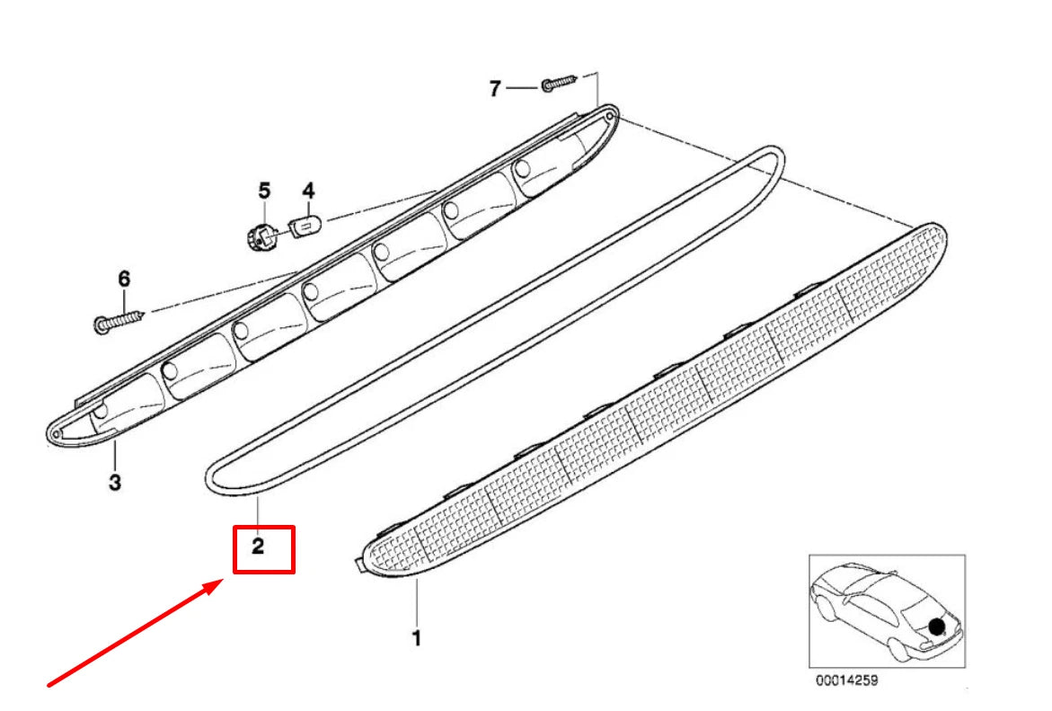 NEW BMW Z3 E36 THIRD STOP BRAKE LAMP LIGHT GASKET 8389735 63258389735