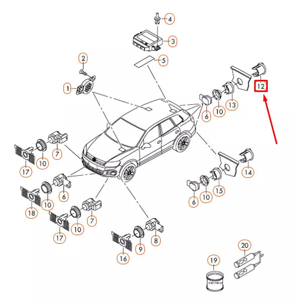NEW VW TIGUAN 5N MK1 REAR CENTRE ULTRASOUND SENSOR RETAINER 5N0919491E