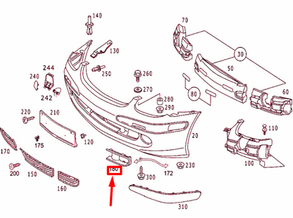 NEW MB SLK R170 FRONT BUMPER LEFT GRILLE FRAME A17088509659999 ORIGINAL